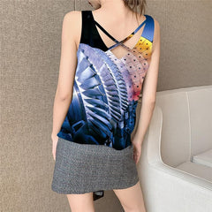 Metal Tank-Top women Engine Funny Top Gear Vest Printed Technology Anime Clothes Harajuku Vest Print