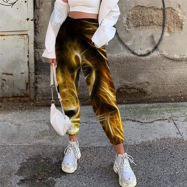 Lion Pants Women Animal High Waist Pants Anime 3d Printed Abstract Casual Pant Harajuku Jogger Pants - KYKU