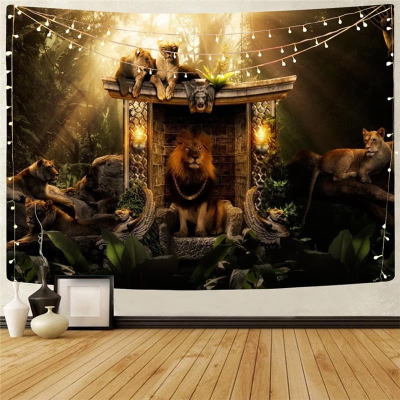 
Lion Tapestry Animal Tenture Mandala Anime Tapestries Family Home Tapestrys Forest Wall Tapestry
                