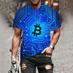 Bitcoin T-shirt Men Sail Shirt Print Landscape Funny T shirts Retro Tshirt Printed