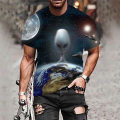 Galaxy T-shirt Men Space Funny T shirts Universe Shirt Print Earth Tshirts Casual