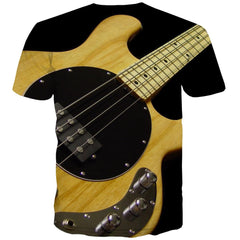 Guitar T shirts Men Music Tshirts Casual Wooden Shirt Print Metal T-shirts 3d