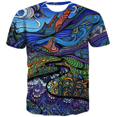Hippie T shirt Men Waves Tshirts Casual Colorful Funny T shirts Hip Hop Anime Clothes