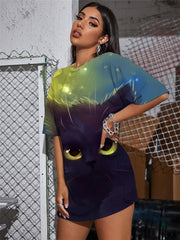 Animal T-shirt Women Cat T-shirts 3d Graffiti Shirt Print Harajuku Tshirt Printed