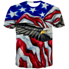 USA T-shirt Men Animal Tshirts Casual Raptor Tshirts Cool Fly Tshirt Printed Eagle T-shirts Graphic