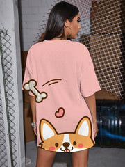 Animal T Shirt Women Dog Punk Rock Love Shirt Print Bone Tshirt Printed Lovely Gothic