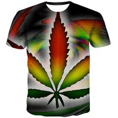 Smoke T shirt Men Colorful Shirt Print Leaves Anime Clothes Colorful Tshirt Printed
