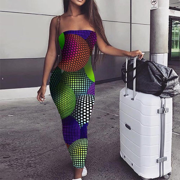 Geometric Dress Women Psychedelic Ladies Dresses Vortex Boho Three-Dimensional Ball Sundress - KYKU