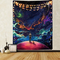 fantasy Tapiz space Tenture Mandala Galaxy Wall Tapestry Psychedelic Rug Wall Fantasy Home Tapestrys moon Tapestries Glow undefined Starry sky undefined star undefined