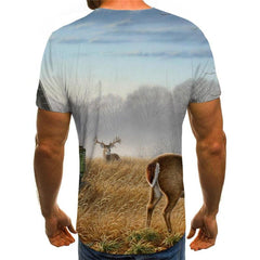 Animal T-shirt Men Hunting Tshirt Printed Landscape Tshirts Casual Snow Anime Clothes
