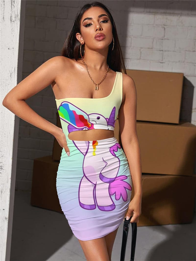 3d Dress Unicorn Dresses Women Animal Halter Sleeveless Galaxy Side Slit  Dresses Colorful Bodycon Dress Womens Clothing Summer - Dresses - AliExpress