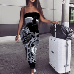 Metal Dress Women Engine Ladies Dresses Gear Party Technology Bodycon Dress