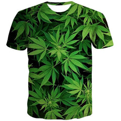 Weeds T-shirt Men Leaves Tshirt Printed Green T-shirts 3d Harajuku Tshirts Casual