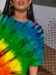 Colorful T-shirt Women Dizziness Summer Tie Dye Funny T shirts Harajuku Shirt Print