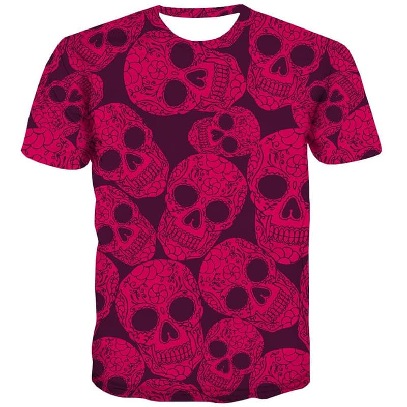 
Skull T shirt Men Rose Red Tshirt Printed Skeleton Anime Clothes Hip Hop T-shirts 3d
                