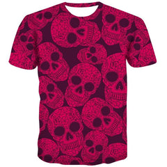 Skull T shirt Men Rose Red Tshirt Printed Skeleton Anime Clothes Hip Hop T-shirts 3d