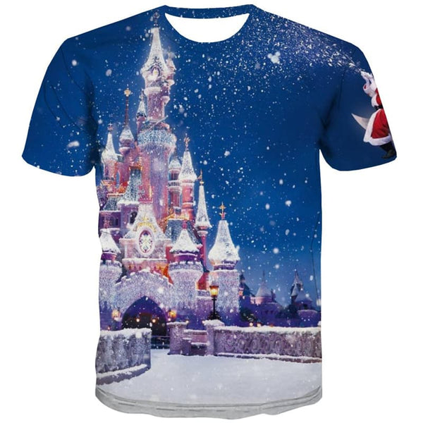 Christmas T-shirt Men Santa Claus Tshirt Printed Snow T-shirts Graphic