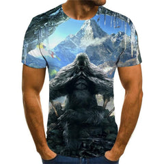 Orangutan T-shirt Men Animal T-shirts 3d Ferocious Tshirts Casual Black Tshirt Printed