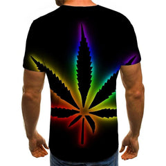 Leaves T-shirt Men Colorful Tshirts Casual Rainbow Shirt Print Harajuku T-shirts 3d