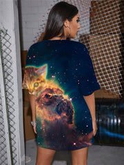 Cat T Shirt Women Animal Gothic Galaxy T-shirts 3d Space Tshirt Printed Universe Funny T shirts