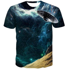 Galaxy T-shirt Men Nebula Tshirt Printed Ufo Funny T shirts Landscape Tshirts Casual