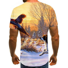 Animal T-shirt Men Landscape Anime Clothes Snow Tshirt Printed Funny Tshirts Casual