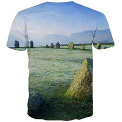 Landscape T-shirt Men Lawn Tshirts Casual Mountain T-shirts Graphic Stone T-shirts 3d - KYKU