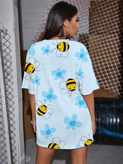 Bee T Shirt Women Animal Punk Rock Lovely Gothic Flower T-shirts 3d