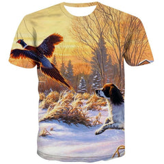 Animal T-shirt Men Landscape Anime Clothes Snow Tshirt Printed Funny Tshirts Casual