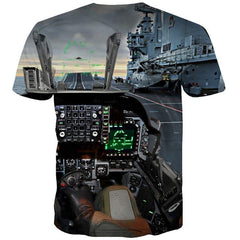 Military T-shirt Men Metal Tshirt Printed Landscape Tshirts Casual Ocean T-shirts 3d - KYKU