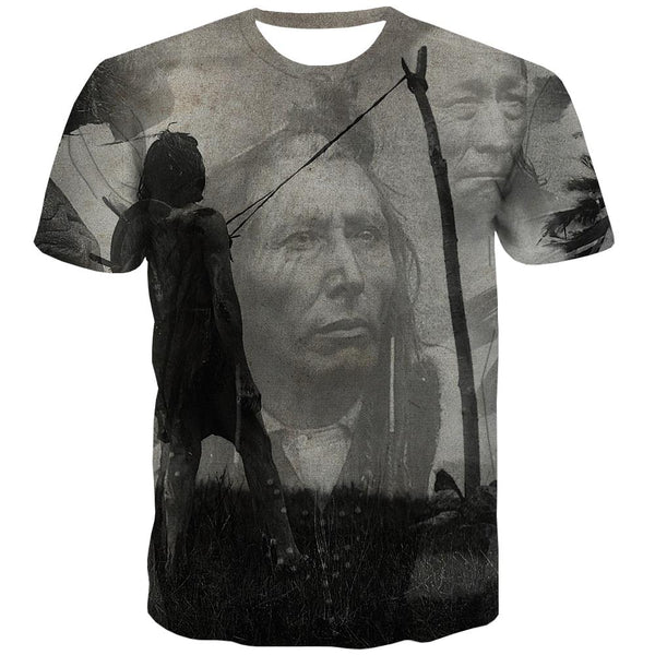 Indians T-shirt Men Grassland Shirt Print Sunset T shirts Funny War Tshirts Cool