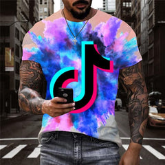 Douyin T-shirt Men Music T-shirts 3d Colorful Tshirts Casual Hip Hop Anime Clothes