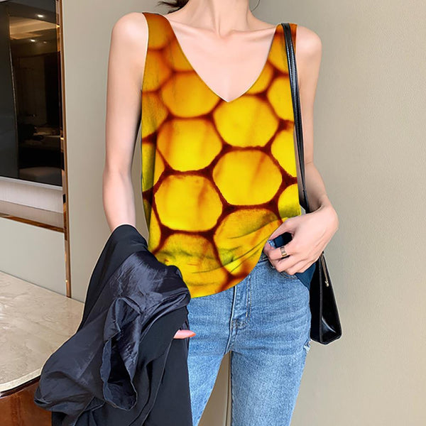 Geometric Tank Top Women Psychedelic Anime Clothes Vortex Tank Tops Casual Honeycomb Funny Top Honey Sleeveless 3d - KYKU