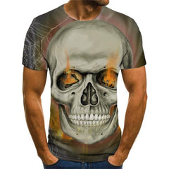 Skull T shirt Men Flame Tshirts Casual Spider Web Shirt Print Hip Hop T-shirts 3d