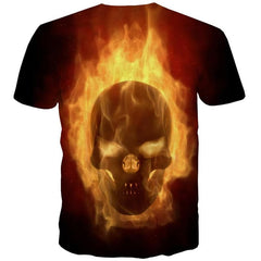 Skull T shirt Men Flame Tshirt Printed Gothic Anime Clothes Funny Shirt Print