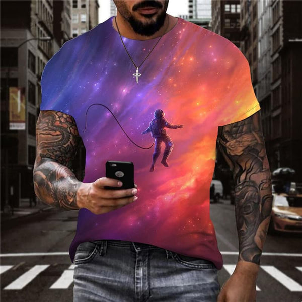 Astronaut T shirt Men Galaxy Tshirts Casual Universe Shirt Print Dizziness Tshirt Printed