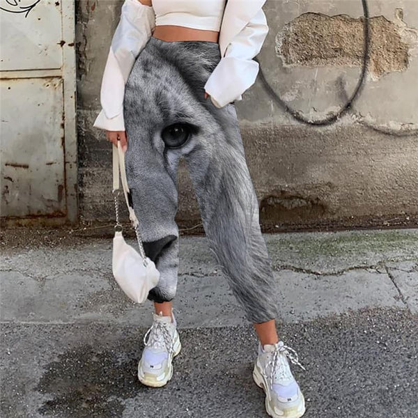 Lion Pants Women Animal High Waist Pants Anime Trouser Harajuku Casual Pant Street 3d Printed - KYKU