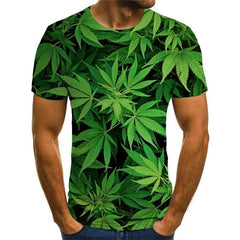 Weeds T-shirt Men Leaves Tshirt Printed Green T-shirts 3d Harajuku Tshirts Casual
