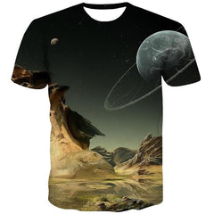 Pluto T-shirt Men Moon Funny T shirts Galaxy Shirt Print Landscape Tshirt Printed