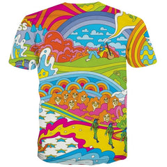 Hippie T shirt Men Waves Tshirts Casual Colorful Funny T shirts Hip Hop Anime Clothes