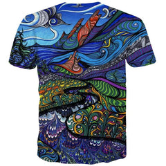 Hippie T shirt Men Waves Tshirts Casual Colorful Funny T shirts Hip Hop Anime Clothes