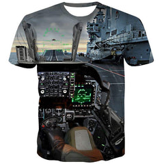 Military T-shirt Men Metal Tshirt Printed Landscape Tshirts Casual Ocean T-shirts 3d - KYKU