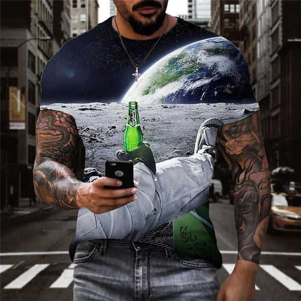 Astronaut T-shirt Men Space T-shirts 3d Universe Tshirts Casual Earth Anime Clothes