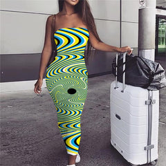 Hypnosis Dress Women Abstract Ladies Dresses Psychedelic sleeveless Black Hole Sundress