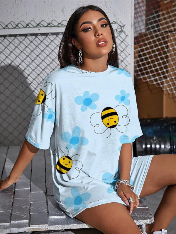 
Bee T Shirt Women Animal Punk Rock Lovely Gothic Flower T-shirts 3d
                