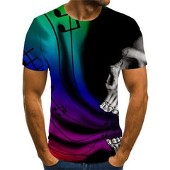 Skull T shirt Men Music Shirt Print Colorful Tshirts Casual Rainbow Anime Clothes