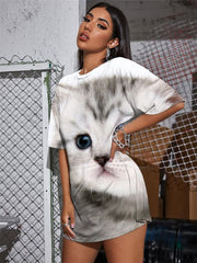 Animal T-shirt Women Cat Gothic Lovely Summer Harajuku T-shirts 3d