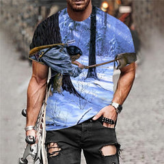 Animal T-shirt Men Hunting Tshirt Printed Landscape Tshirts Casual Snow Anime Clothes