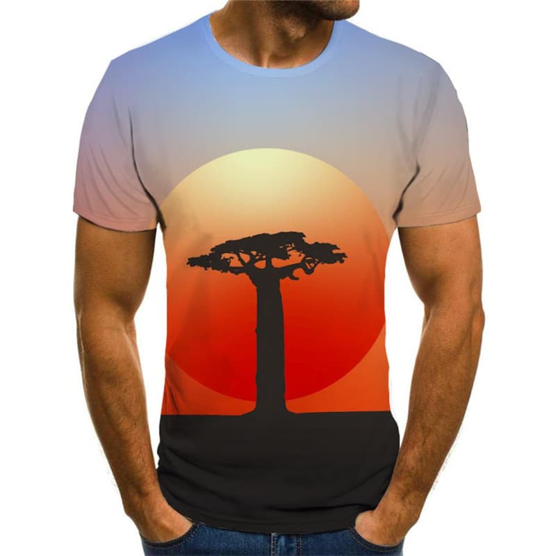 
Tree T shirt Men Moon Tshirts Casual Landscape Funny T shirts Harajuku Tshirt Printed
                