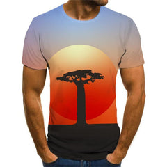 Tree T shirt Men Moon Tshirts Casual Landscape Funny T shirts Harajuku Tshirt Printed